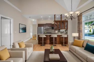 Bright family room with lots of natural light. Virtually staged.