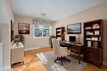 Overlooks the living & dining room. Virtually staged.