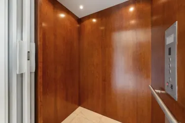 Cherry Wood paneling in Elevator