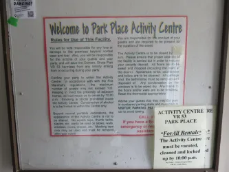 Park Place Activity Centre Rules!