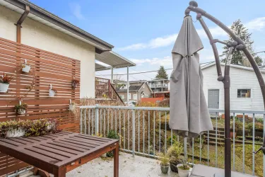 South-facing sundeck overlooks the fenced back yard!