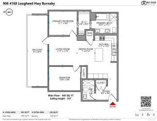 indoor 945 sq.ft - strata plan / outdoor 226 sq feet.